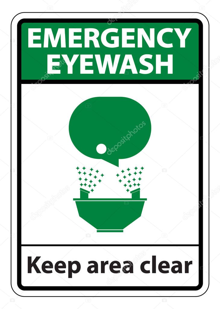 Emergency Eyewash Keep Area Clear Symbol Sign Isolate On White Background,Vector Illustration EPS.10 