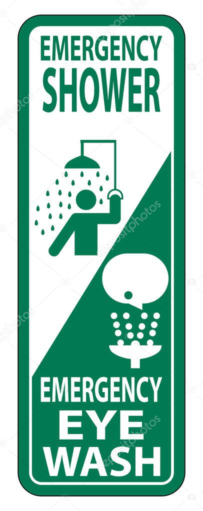 Emergency Shower,Eye Wash Sign Isolate On White Background,Vector Illustration 