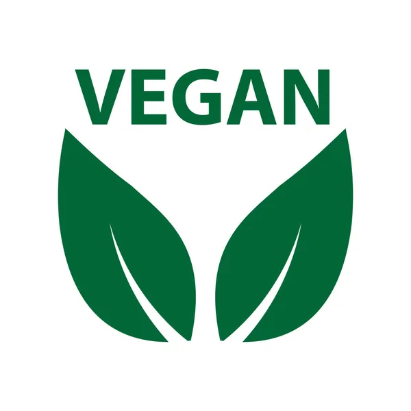 Icône végétalienne bio écologie bio, logo étiquette feuille verte — Image vectorielle
