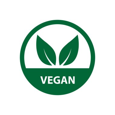 Vegan ikonu biyolojik ekoloji organik, logolar yeşil yaprak etiketi