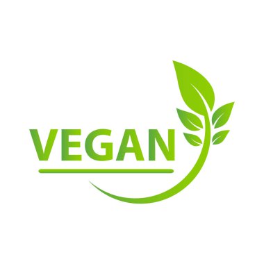 Vegan ikonu biyolojik ekoloji organik, logolar yeşil yaprak etiketi 