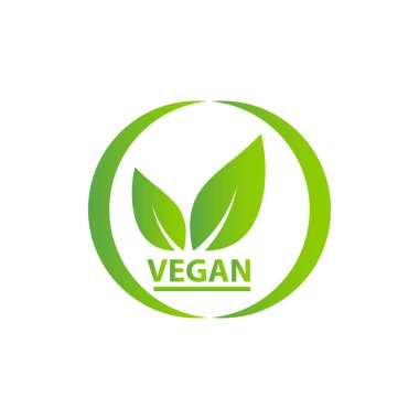 Vegan ikonu biyolojik ekoloji organik, logolar yeşil yaprak etiketi