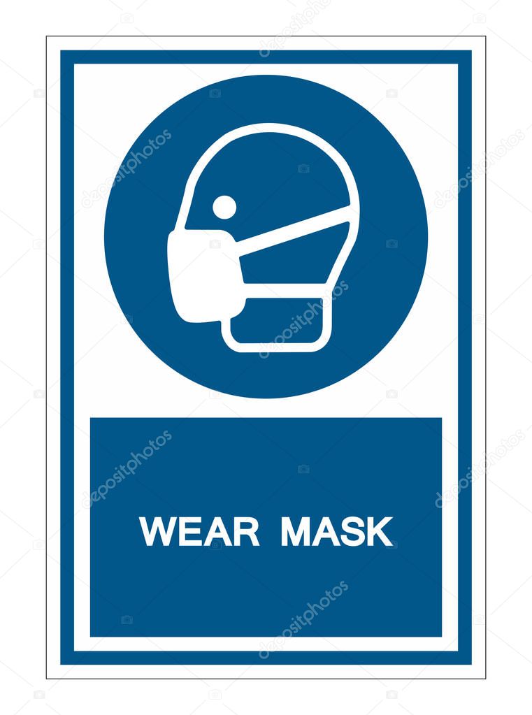 Wear Mask Symbol Sign Isolate On White Background,Vector Illustration EPS.10 