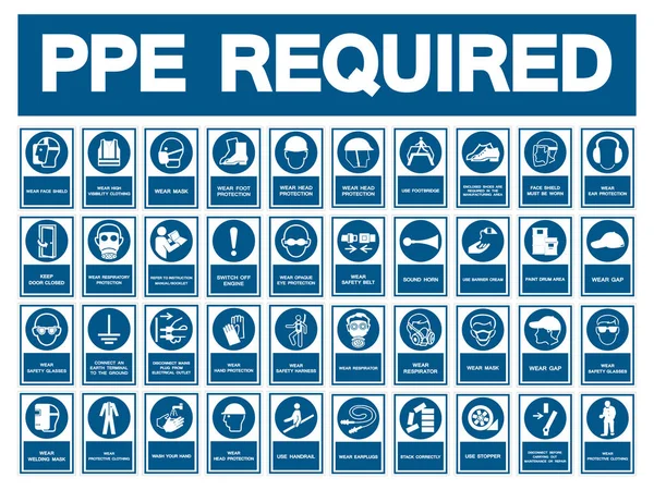 Gerekli Kişisel Koruyucu Ekipman (PPE) Sembol, Güvenlik Simgesi