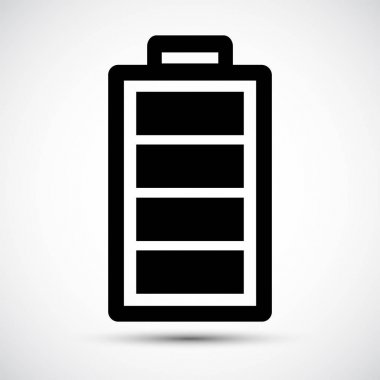 Pil Simgesi İşareti Beyaz Arka Planda Yalıtma,Vektör Çizimi 