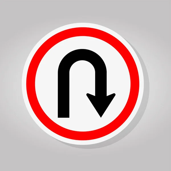 U-Gire o sinal esquerdo da estrada do tráfego isolar no fundo branco, ilustração do vetor — Vetor de Stock