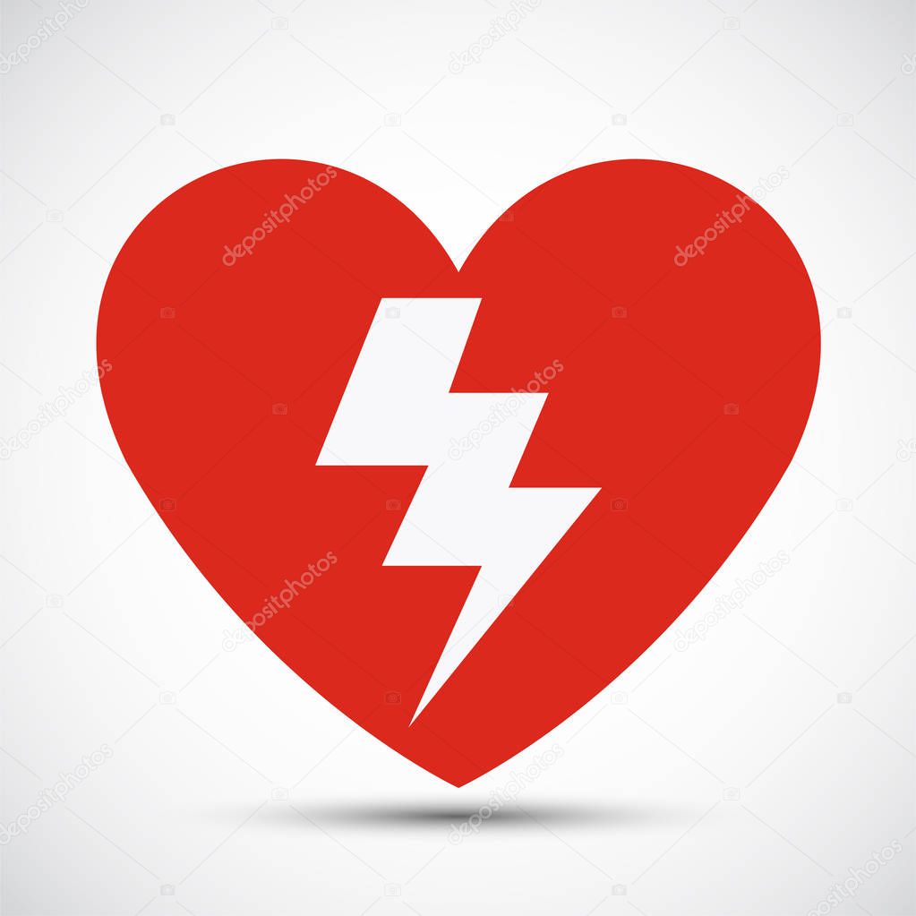 Aed heart red icon Symbol Sign Isolate on White Background,Vector Illustration EPS.10