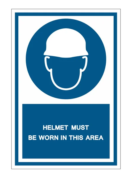 Helmet Must Be Worn In This Area Sign symbol Isolate On White Background,Vector Illustration — Stock Vector
