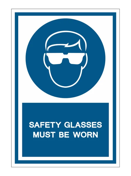 Safety Glasses Must Be Worn Symbol Sign Isolate on White Background,Vector Illustration — Stock Vector