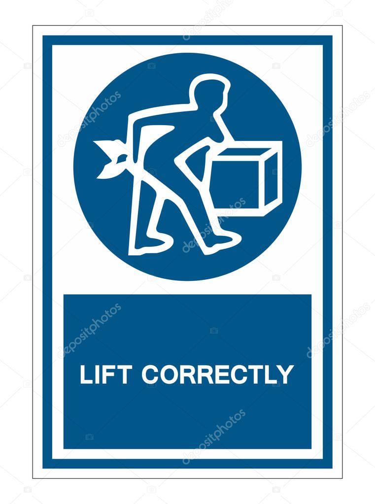 PPE Icon.Lift Correctly Symbol Sign Isolate On White Background,Vector Illustration 