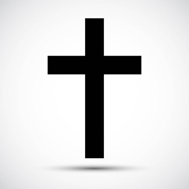 Beyaz Arka Planda Hıristiyan Haç Simgesi Simge İşareti İzole,Vektör ÇizimI Eps.10 