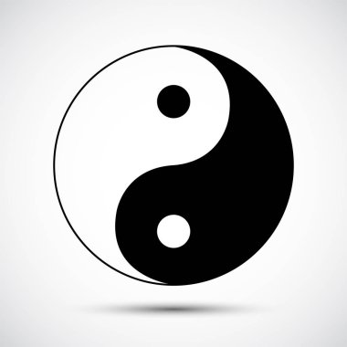 Yin Yang Siyah Simge Sembol İşareti Beyaz Arka Planda İzole,Vektör ÇizimE Eps.10 