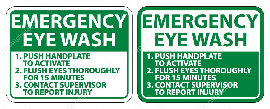 Emergency Eye Wash Instructions Sign Isolate On White Background,Vector Illustration 