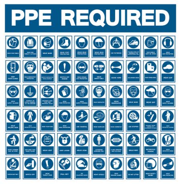 Gerekli Kişisel Koruyucu Ekipman (PPE) Sembol, Güvenlik Simgesi 