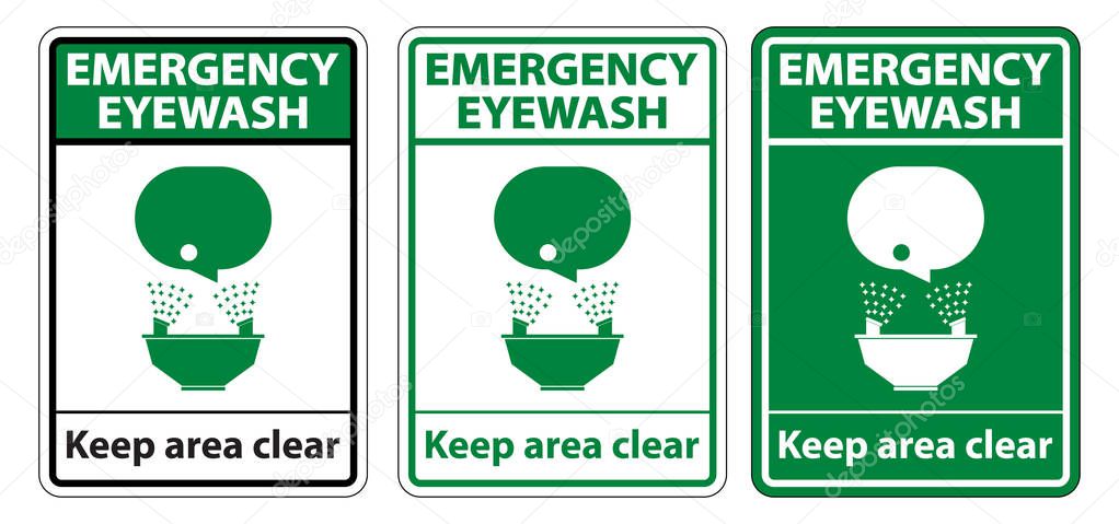 Emergency Eyewash Keep Area Clear Symbol Sign Isolate On White Background,Vector Illustration EPS.10 
