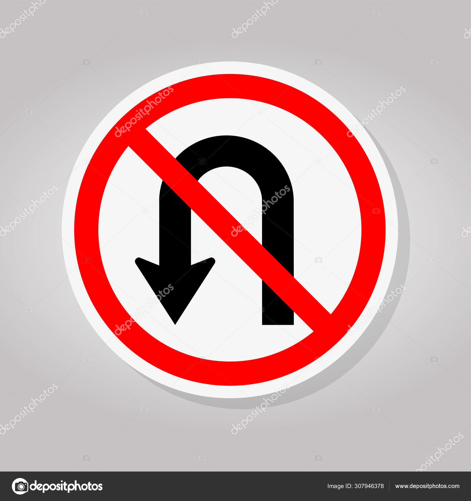 Do Not U Turn Left Traffic Sign Isolate On White Background Vector Illustration Vector Image By C Seetwo Vector Stock