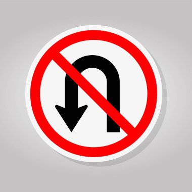 Beyaz arka planda sol trafik işaretini u-turn çevirme,vektör çizimi 