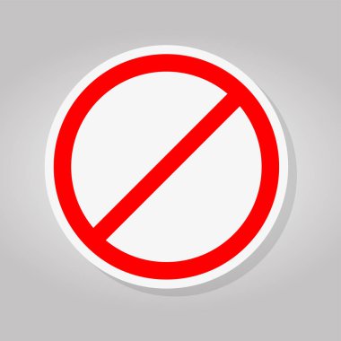 No Sign Boş Kırmızı Çizilmiş Daire, İzin Verilmeyen İşaret Beyaz Arka Plan Üzerinde İzole, Vektör İllüstrasyon 
