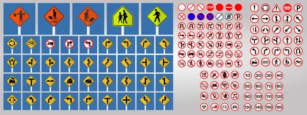 Definir sinais de tráfego, proibição, aviso sinal de símbolo círculo vermelho Isolar no fundo branco, ilustração vetorial —  Vetores de Stock