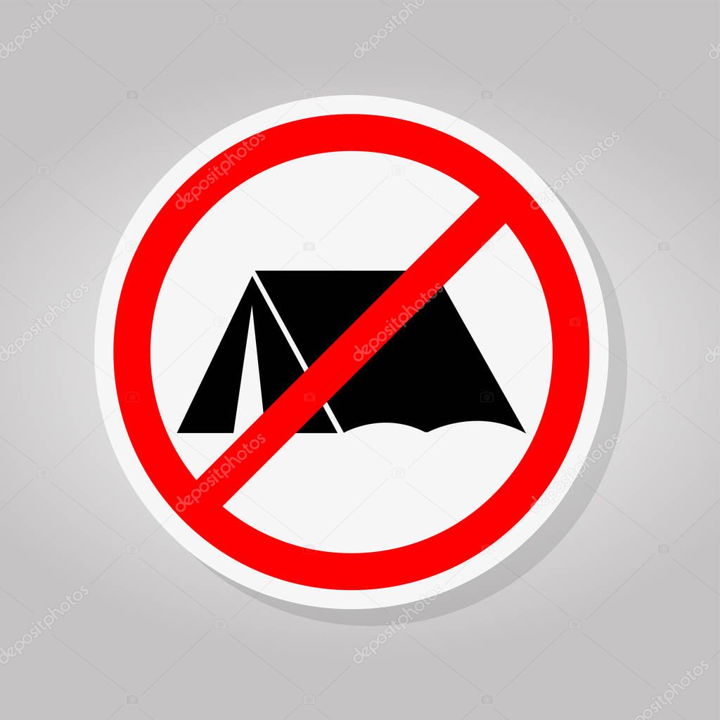 No Camping Sing Isolate On White Background,Vector Illustration 