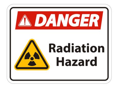 Beyaz Arkaplanda Radyasyon Tehlike Sembolü İşareti İzole Edildi, Vektör Resimleri 