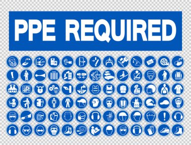 Gerekli Kişisel Koruyucu Ekipman (PPE) Sembol, Güvenlik Simgesi 
