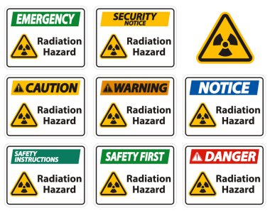 Beyaz Arkaplanda Radyasyon Tehlike Sembolü İşareti İzole Edildi, Vektör Resimleri 