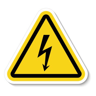 Tehlike Yüksek Gerilim Sembol İşareti Beyaz Arka Plan,Vektör Çizimi