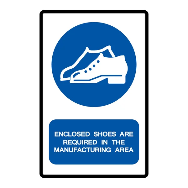 Přiložené boty jsou vyžadovány v oblasti výroby symbol znamení izolovat na bílém pozadí, vektorové ilustrace — Stockový vektor