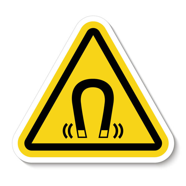 Остерегайтесь символа магнитного поля на белом фоне, векторная иллюстрация EPS.10 