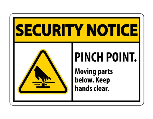 Ειδοποίηση ασφαλείας Pinch Point, Κινούμενα μέρη παρακάτω, Κρατήστε τα χέρια καθαρά σύμβολο σημάδι Απομονώστε σε λευκό φόντο, διανυσματική απεικόνιση Eps.10 — Διανυσματικό Αρχείο