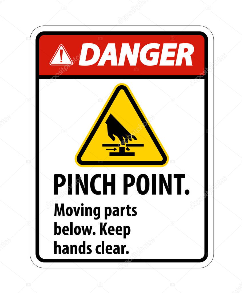 Danger Pinch Point, Moving Parts Below, Keep Hands Clear Symbol Sign Isolate on White Background,Vector Illustration EPS.10 