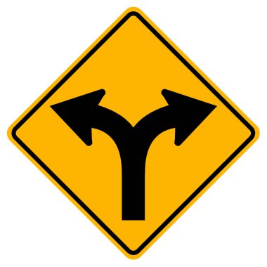 Warning signs Turn left or right on white background  clipart