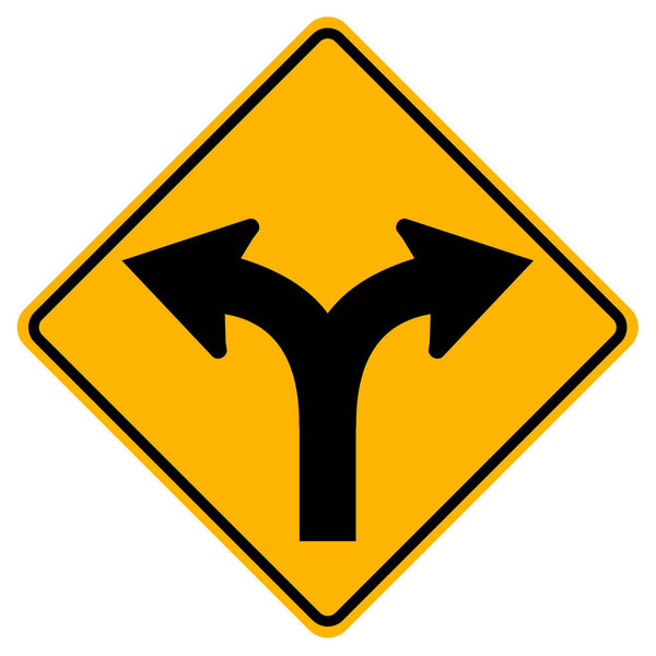 Warning signs Turn left or right on white background 