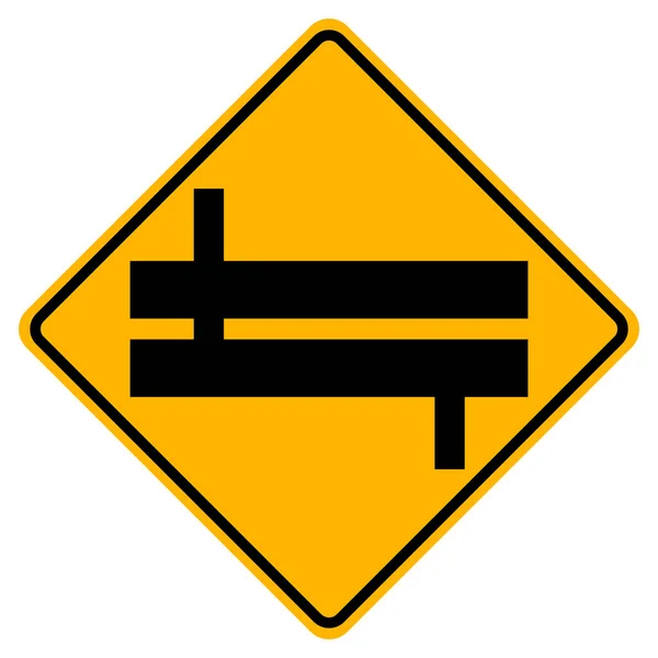 Panneaux Avertissement Route Carrefour Décalé Sur Fond Blanc — Image vectorielle