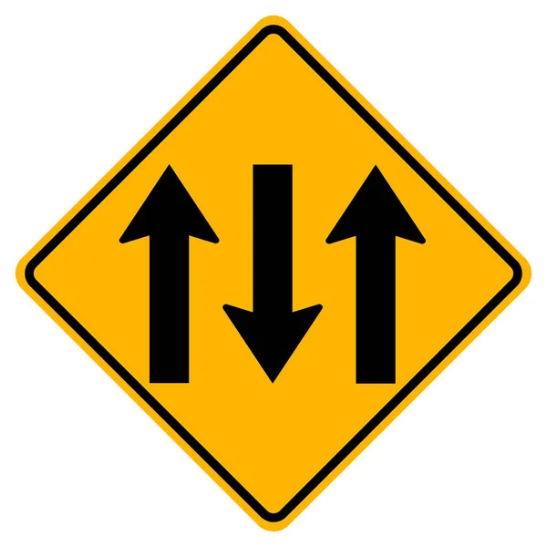 Varningsskyltar Tre Lane Traffic Road Vit Bakgrund — Stock vektor