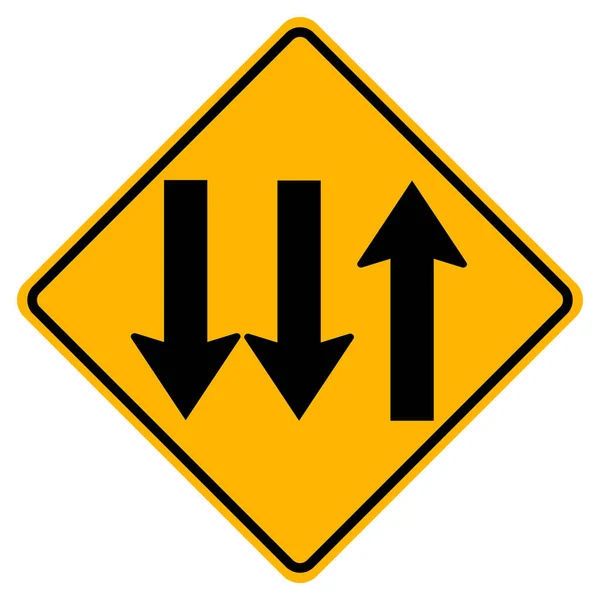 Varningsskyltar Tre Lane Traffic Road Vit Bakgrund — Stock vektor
