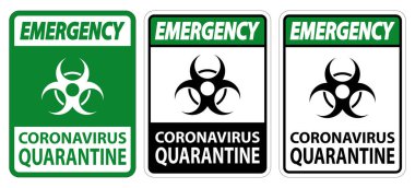 Acil Coronavirus Karantina İşareti Beyaz Arkaplanda İzole EPS.10 Vektör Resimleri 