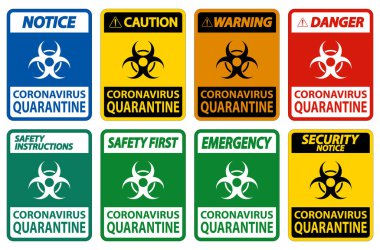 Coronavirus Karantina İşareti Beyaz Arkaplanda İzole EPS.10 Vektör Resimleri 