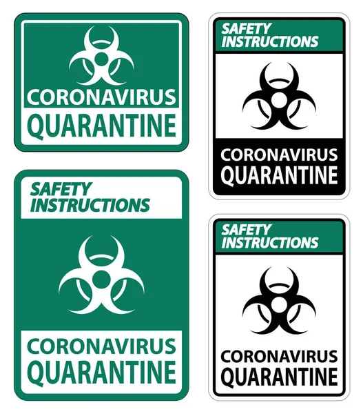 Instructions Sécurité Coronavirus Signe Quarantaine Isoler Sur Fond Blanc Illustration — Image vectorielle