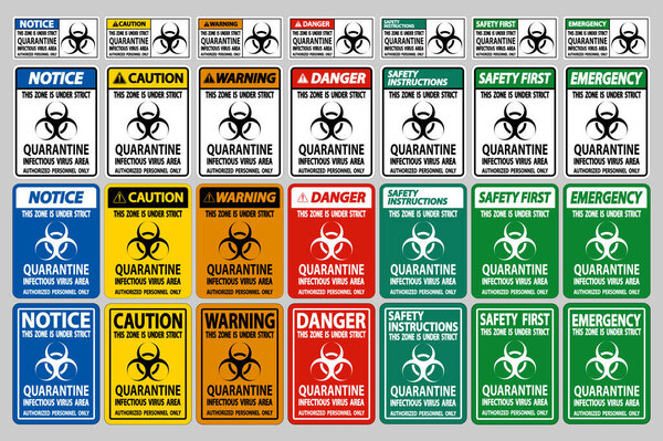 Карантинная инфекционная зона вирусной зоны знак изолировать на белом фоне, векторная иллюстрация EPS.10
 