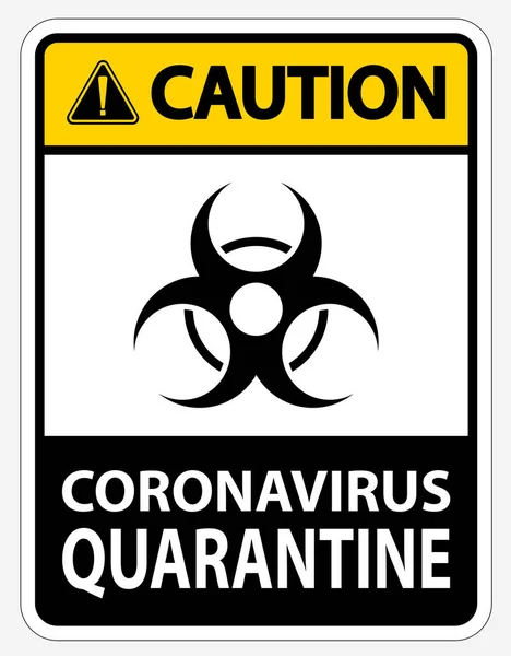 Precaución Coronavirus Signo Cuarentena Aislado Sobre Fondo Blanco Ilustración Vectorial — Vector de stock