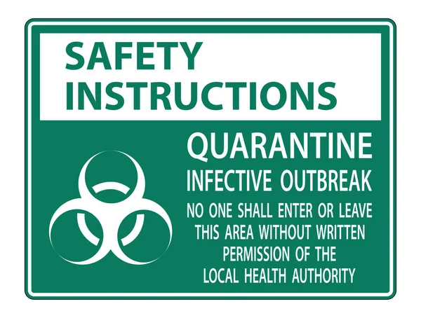 Instrucciones Seguridad Quarantine Infective Outbreak Sign Aislar Sobre Fondo Transparente — Vector de stock