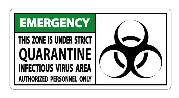 Emergency Quarantine Infectious Virus Area Sign Isolate White Background Vector — Stock Vector