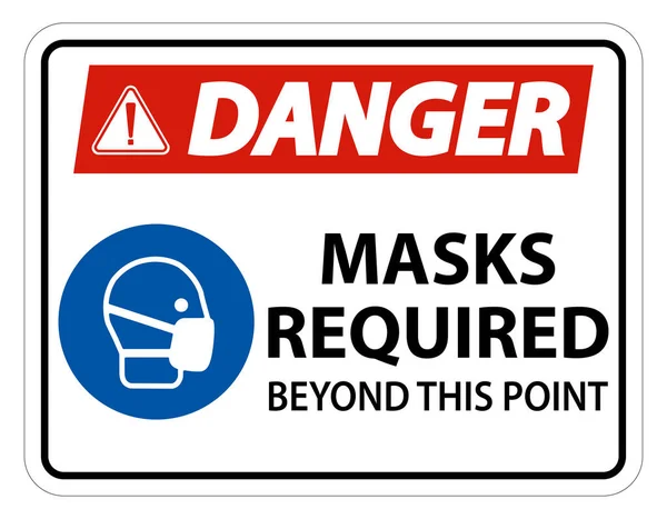 Danger Masks Required Point Sign Isolate White Background Vector Illustration — Stock Vector