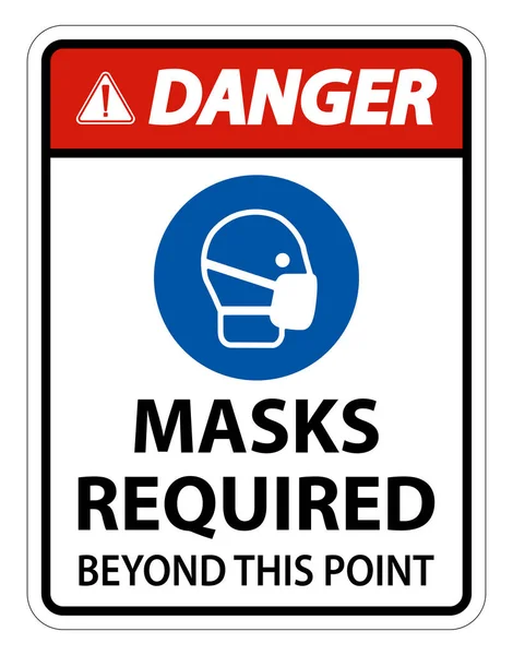 Niebezpieczne Maski Wymagane Poza Tym Punktem Zarejestruj Się Izolować Białym — Wektor stockowy