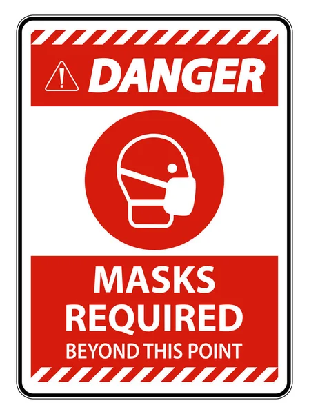 Niebezpieczne Maski Wymagane Poza Tym Punktem Zarejestruj Się Izolować Białym — Wektor stockowy