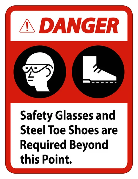 Опасные Очки Безопасности Ботинки Стального Пальца Ноги Требуются Этой Точкой — стоковый вектор