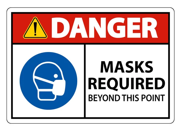 Máscaras Perigo Necessárias Além Deste Sinal Ponto Isolar Fundo Branco —  Vetores de Stock