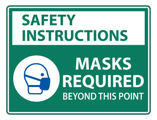 Veiligheidsinstructies Vereiste Maskers Voorbij Dit Punt Teken Isoleer Witte Achtergrond — Stockvector